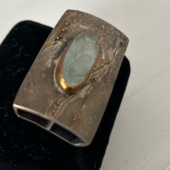 Sterling Silver and Gold Tone Coppery Gemstone Statement Piece - Picture 4 of 16